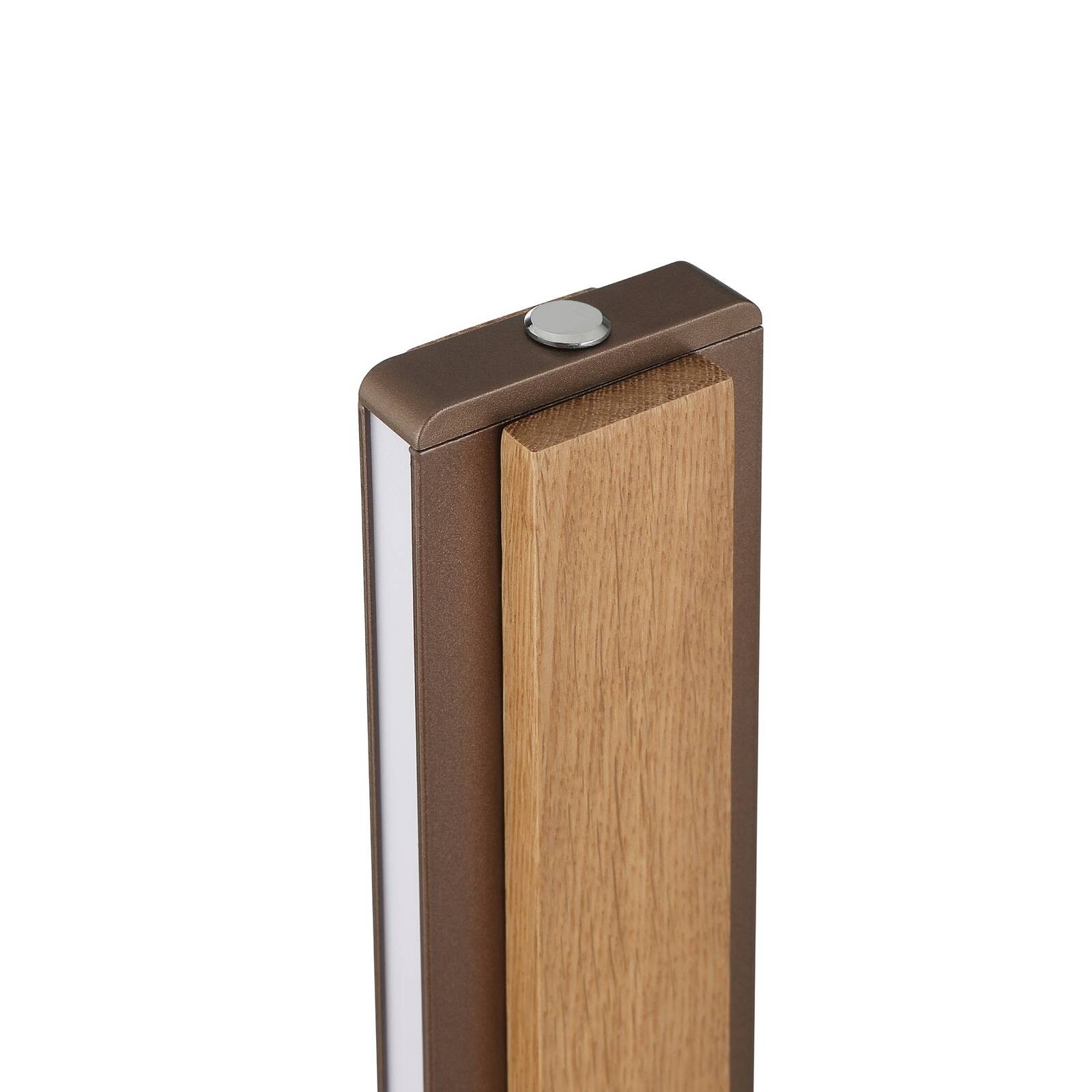 LED stojacia lampa Arviso, v odtieni dreva, dub, výška 142 cm, CCT