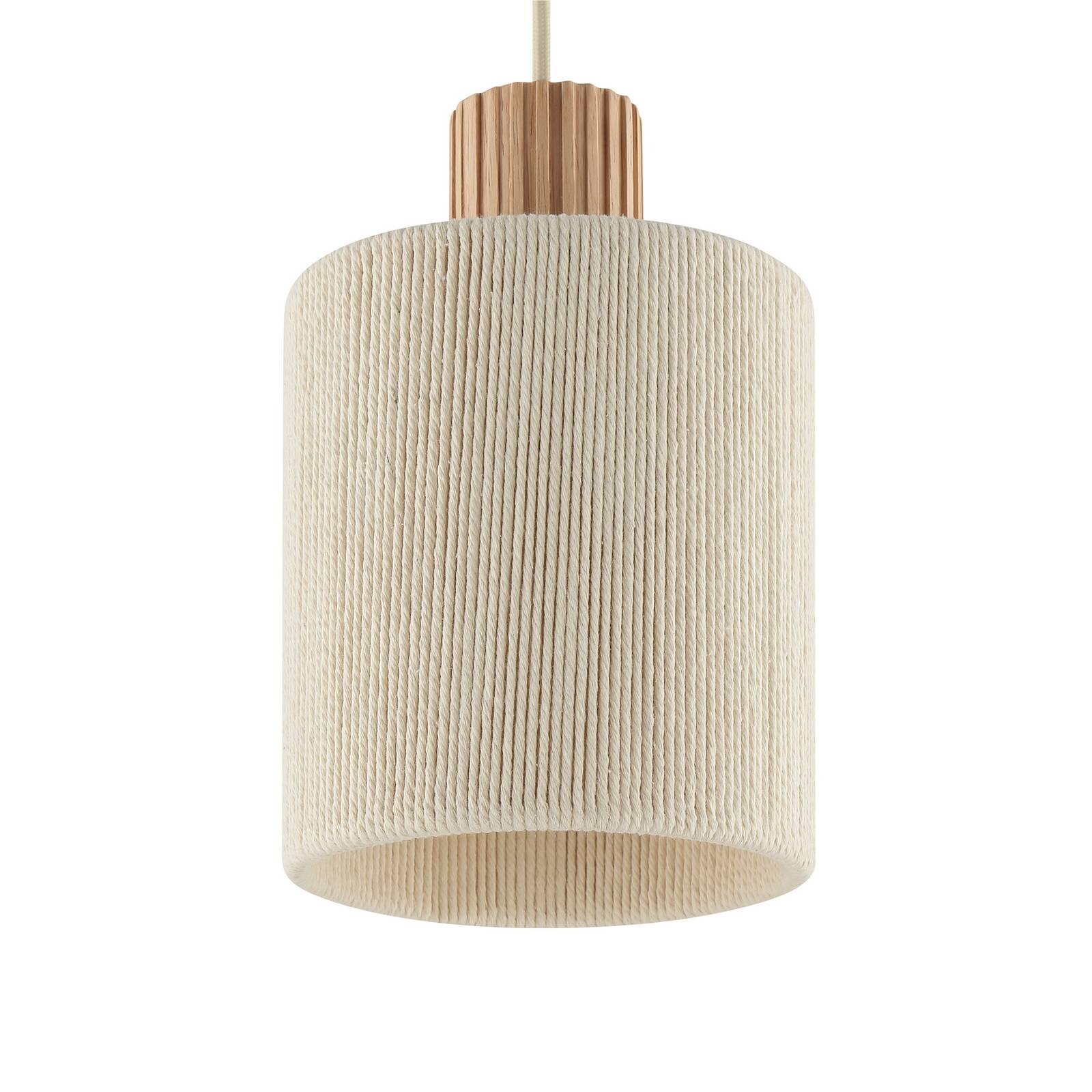 Závesné svietidlo Arlo, béžové, textil/drevo, Ø 40 cm, 3-pl.