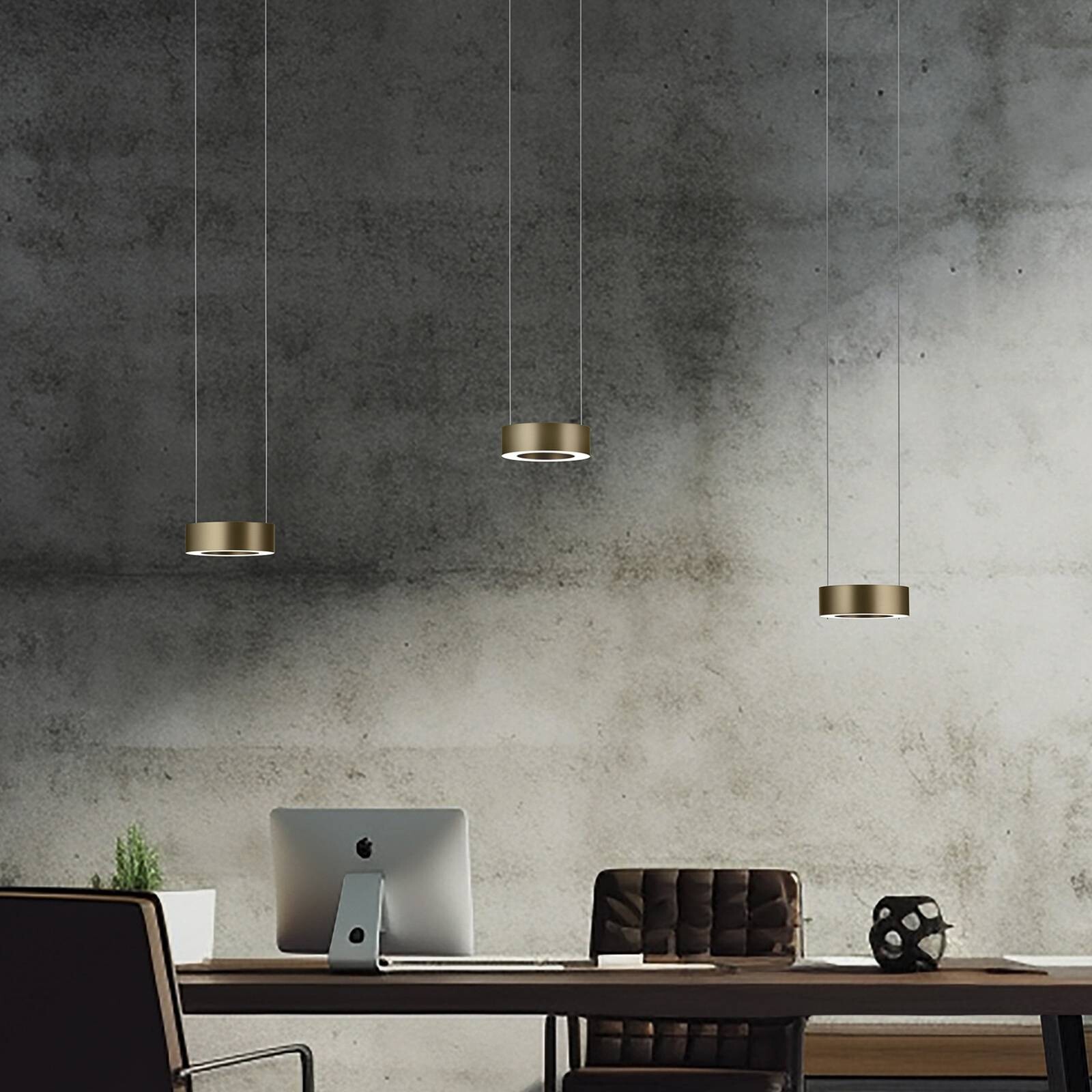 LED závesné svietidlo Zera-3, dĺžka 120 cm, bronzová, s hranatým krytom