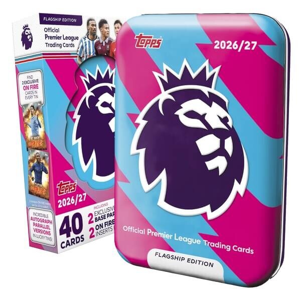 Topps 2026–2027 Topps Flagship Premier League Mega Tin 3 zelená – futbalové kartičky