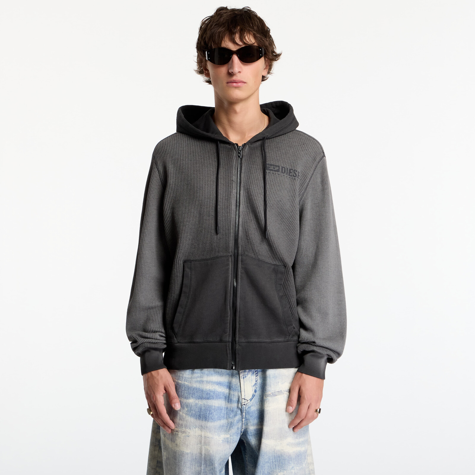 Mikina Diesel S-Wafy-Hood-Zip Sweat-Shirt Black L