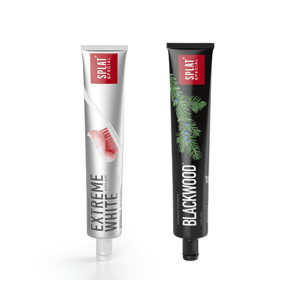 SPLAT Duo sada Special Extreme White a Blackwood zubné pasty 2x75 ml