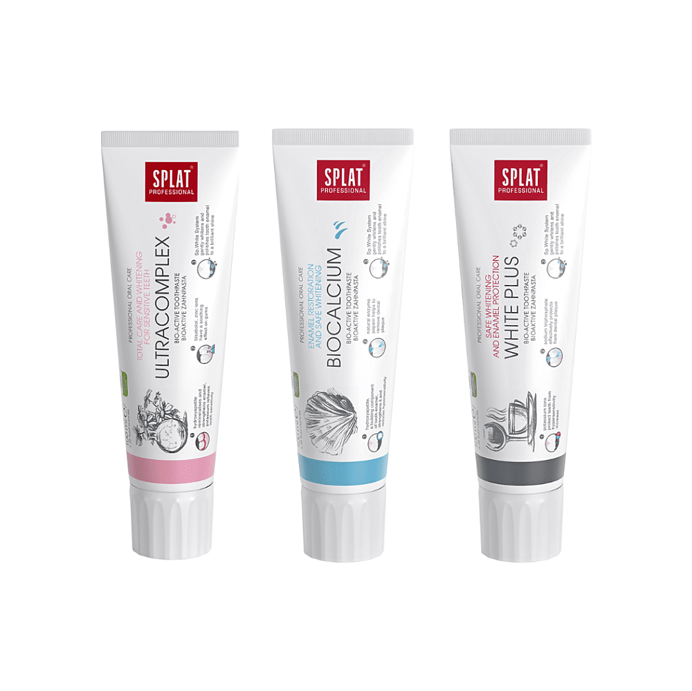 SPLAT Trio súprava Professional Ultracomplex, Biocalcium, White Plus zubnej pasty 3x100 ml