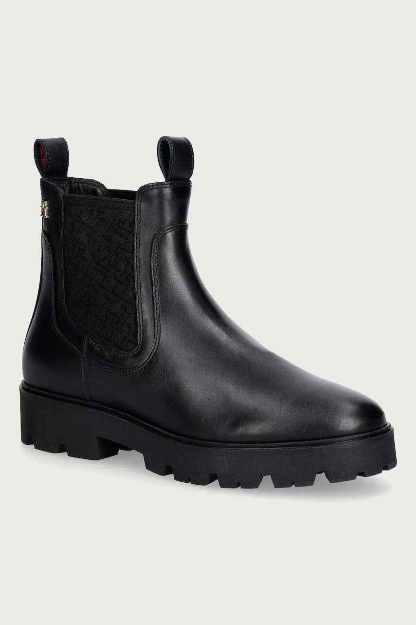 Tommy Hilfiger  chelsea čižmy dámske kožené TH MONOGRAM LEATHER CHELSEA BOOT