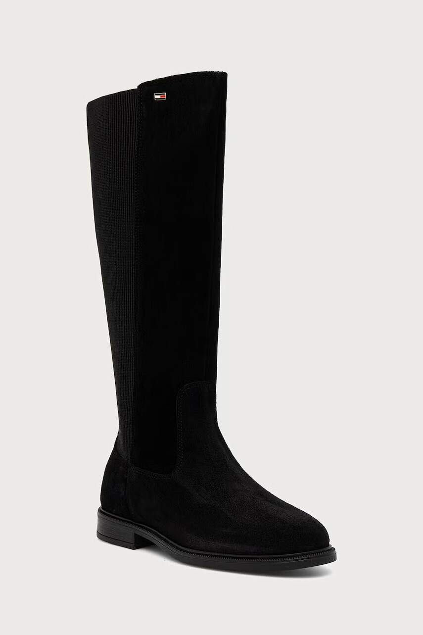 Tommy Hilfiger  čižmy dámske semišové ENAMEL FLAG SUEDE HIGH CHELSEA