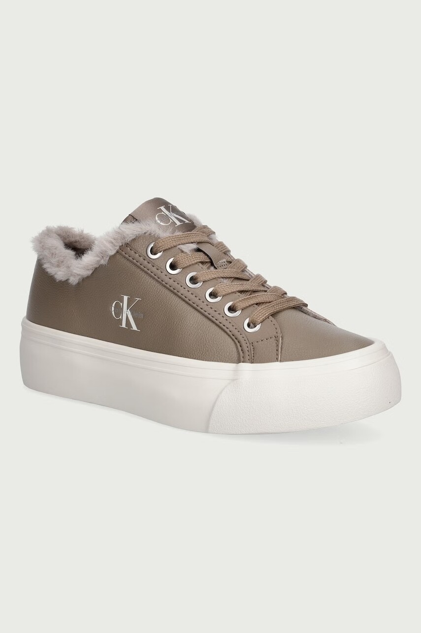 Calvin Klein  VULC FLATF LACEUP LTH FUR sneakers dámske