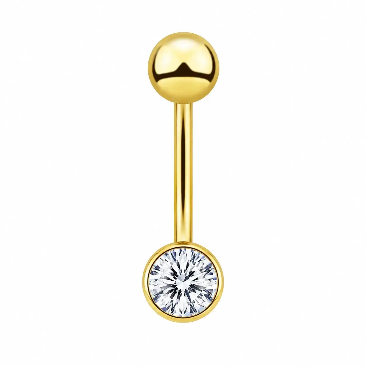 Žlté 9K zlato piercing do pupka so zirkónom