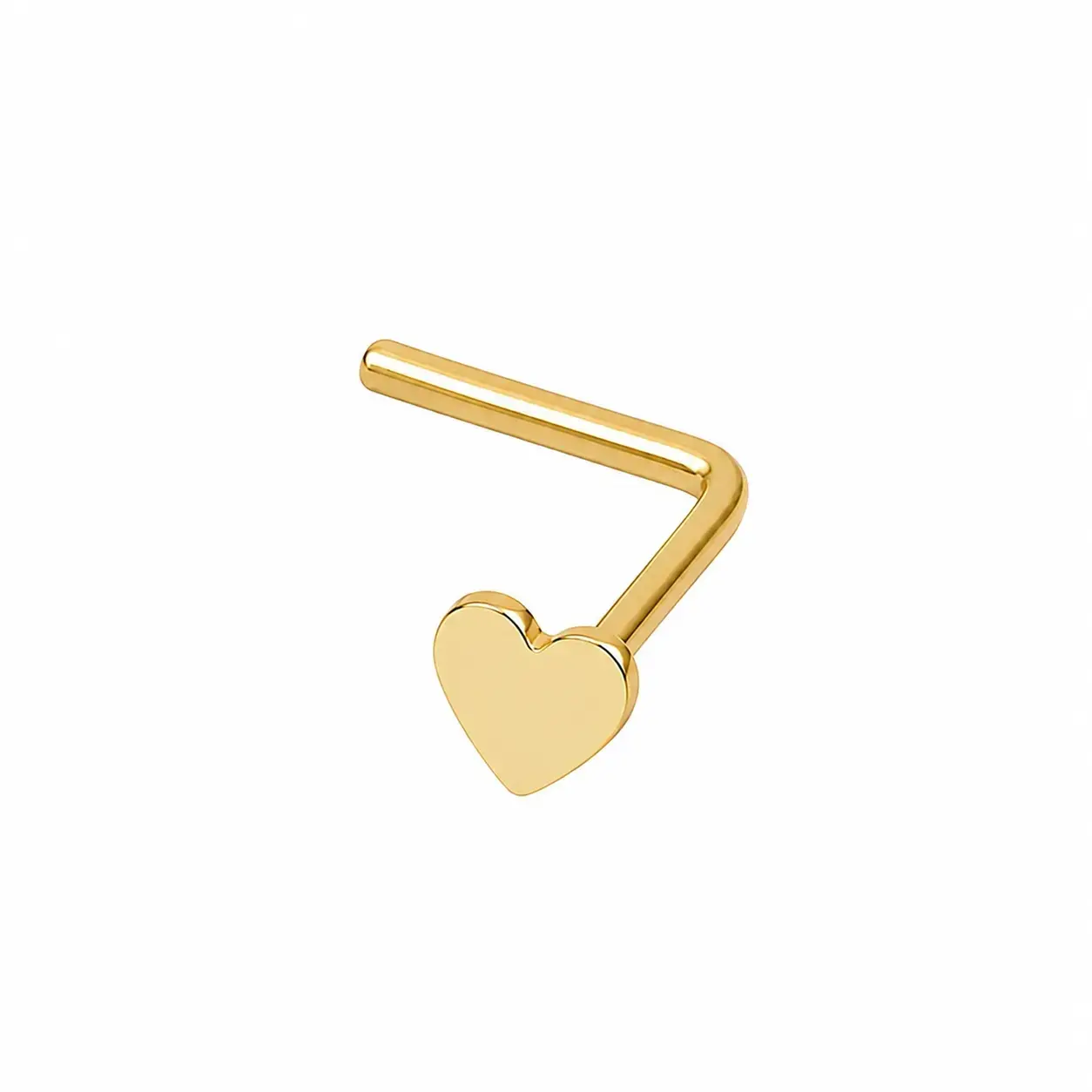 Žltý 9K zlatý piercing do nosa so srdiečkom