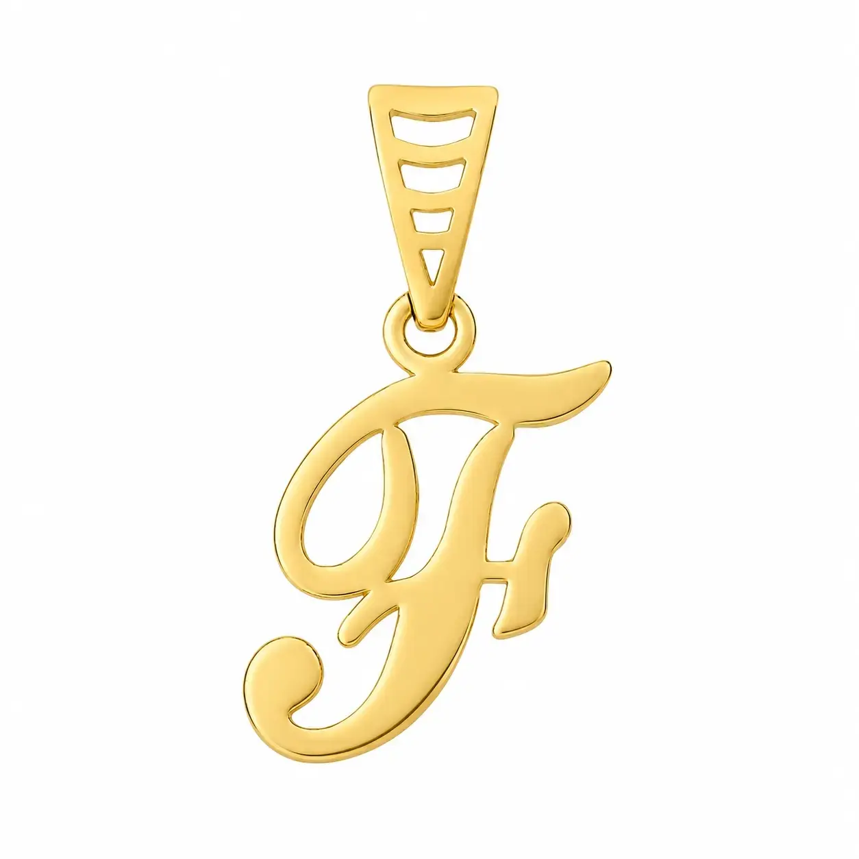 Prívesok zo žltého 9K zlata písmeno F ornament