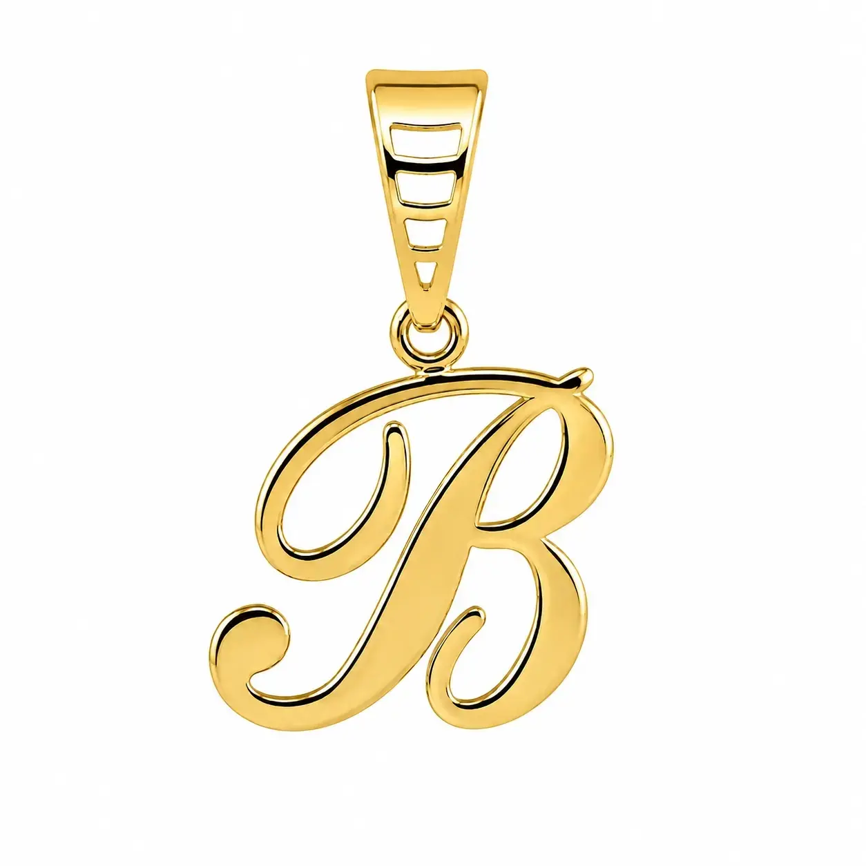 Prívesok zo žltého 9K zlata ornamentálne písmeno B