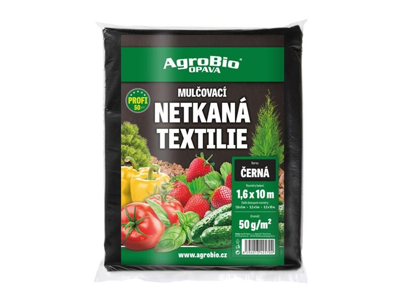 Čierna netkaná textília na mulčovanie AGROBIO 1,6 × 10 m