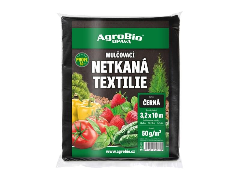 Čierna netkaná textília na mulčovanie AGROBIO 3,2 × 10 m