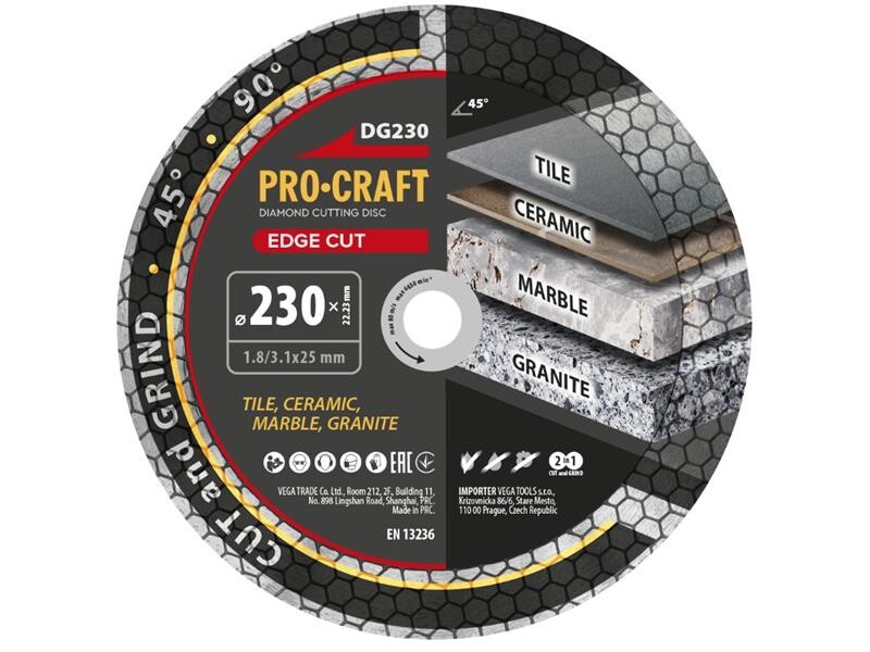 Diamantový rezací kotúč PROCRAFT DG230 Edge Cut 230 mm