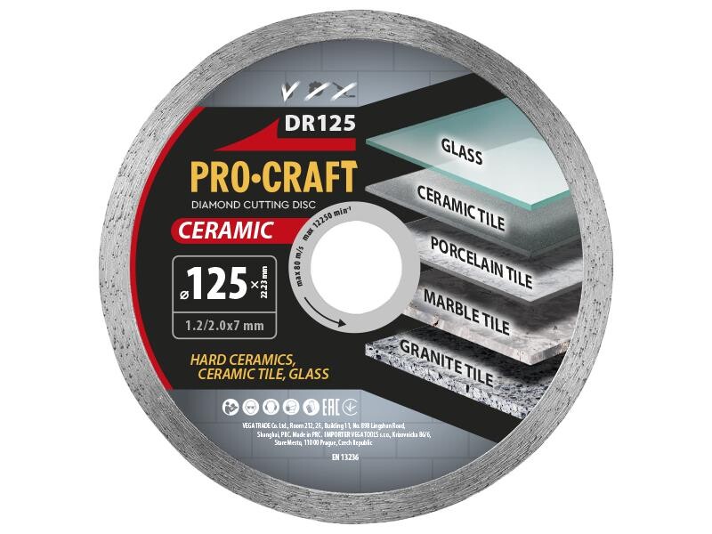Diamantový rezací kotúč PROCRAFT DR125 Ceramic 125 mm