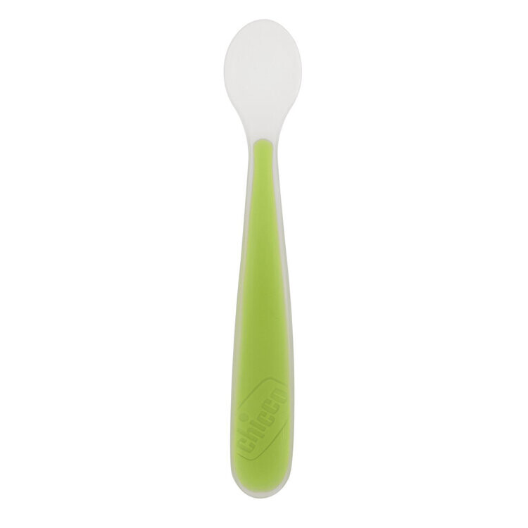 CHICCO Lyžička silikónová Soft zelená 6m+