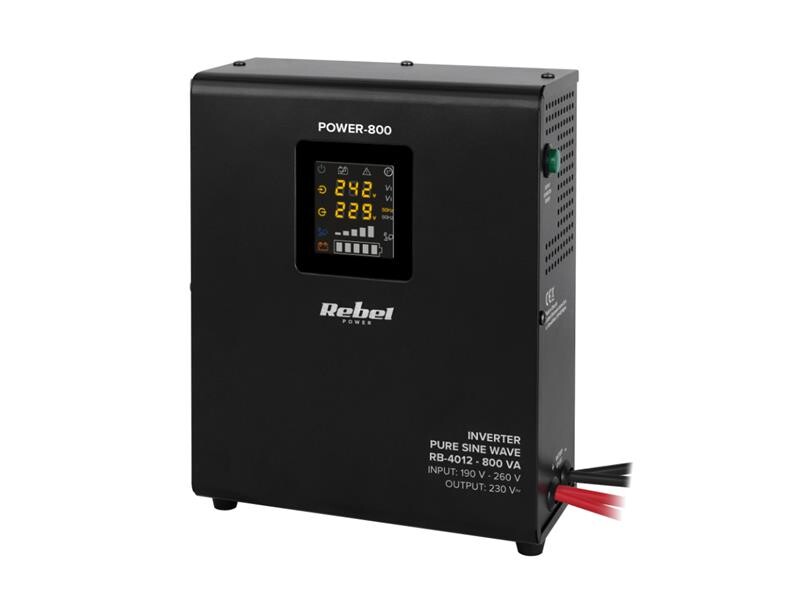 Zdroj záložný REBEL POWER-800 12V 230V 800VA 500W Black nástenný