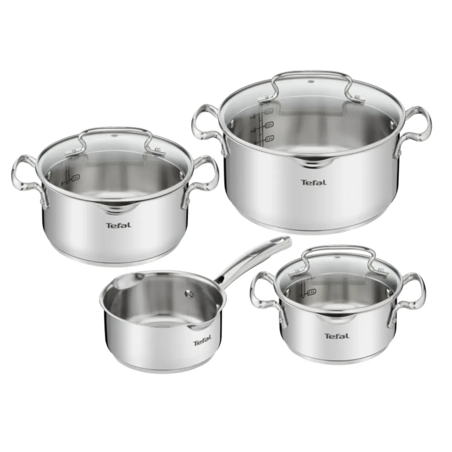 Súprava hrncov DUETTO+, sada 7 ks, nerezová oceľ, Tefal