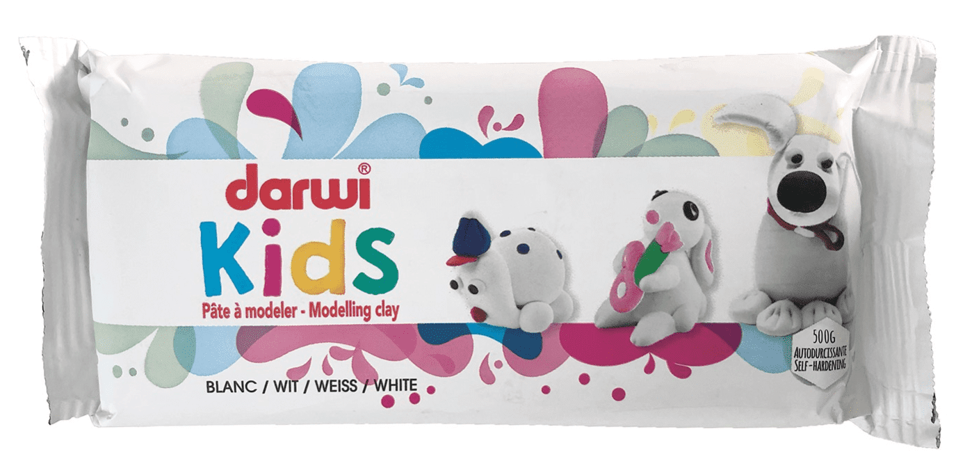 DARWI KIDS - Samotvrdnúca modelovacia hmota pre deti biela, 1 kg