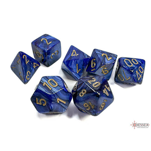 Chessex Sada kostek Scarab Royal Blue/Gold Polyhedral - 7 kusov CHX27427
