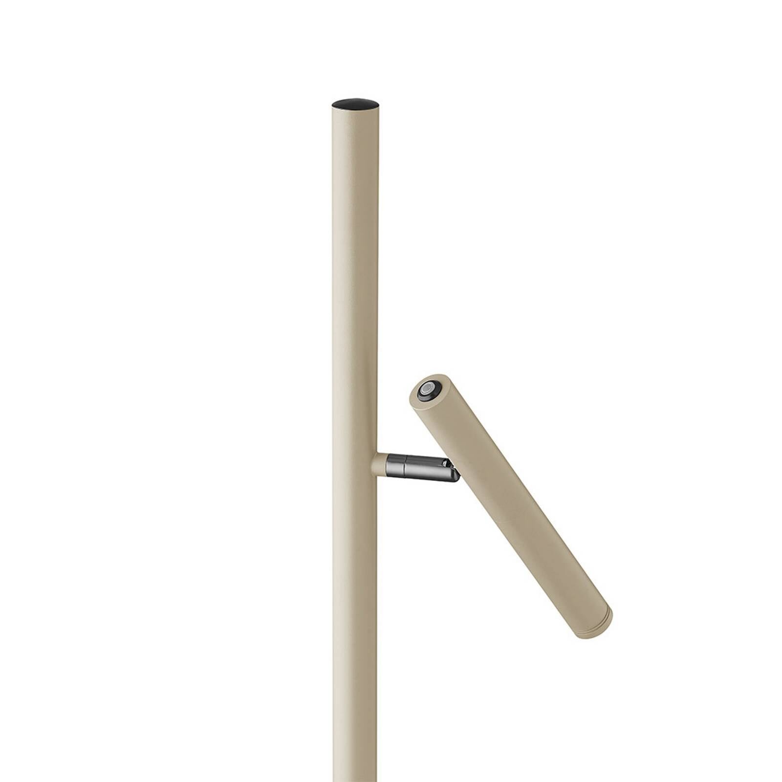 LED stojacia lampa na akumulátor Streak-B, výška 134 cm, piesková farba, kov