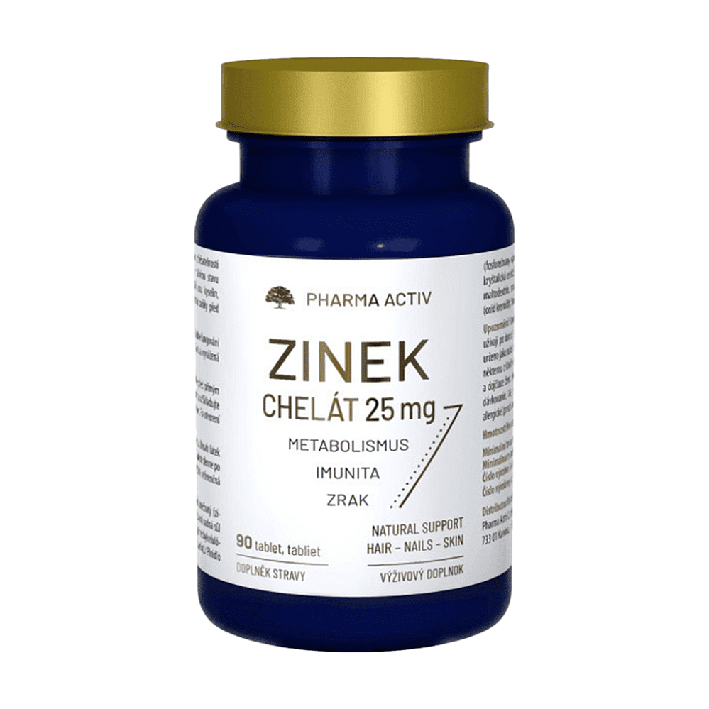 PHARMA ACTIV Zinok chelát 25 mg 90 tabliet