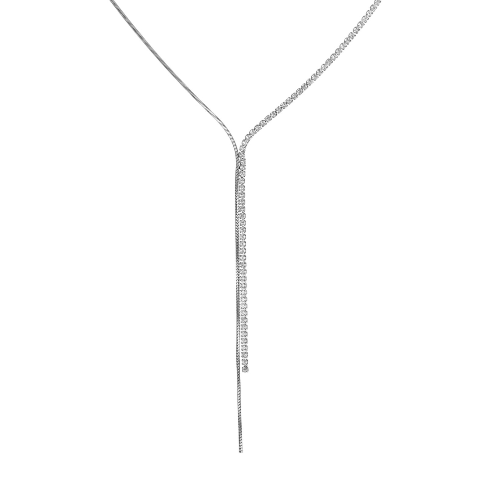 Troli Elegantný oceľový náhrdelník so zirkónmi Y Silver