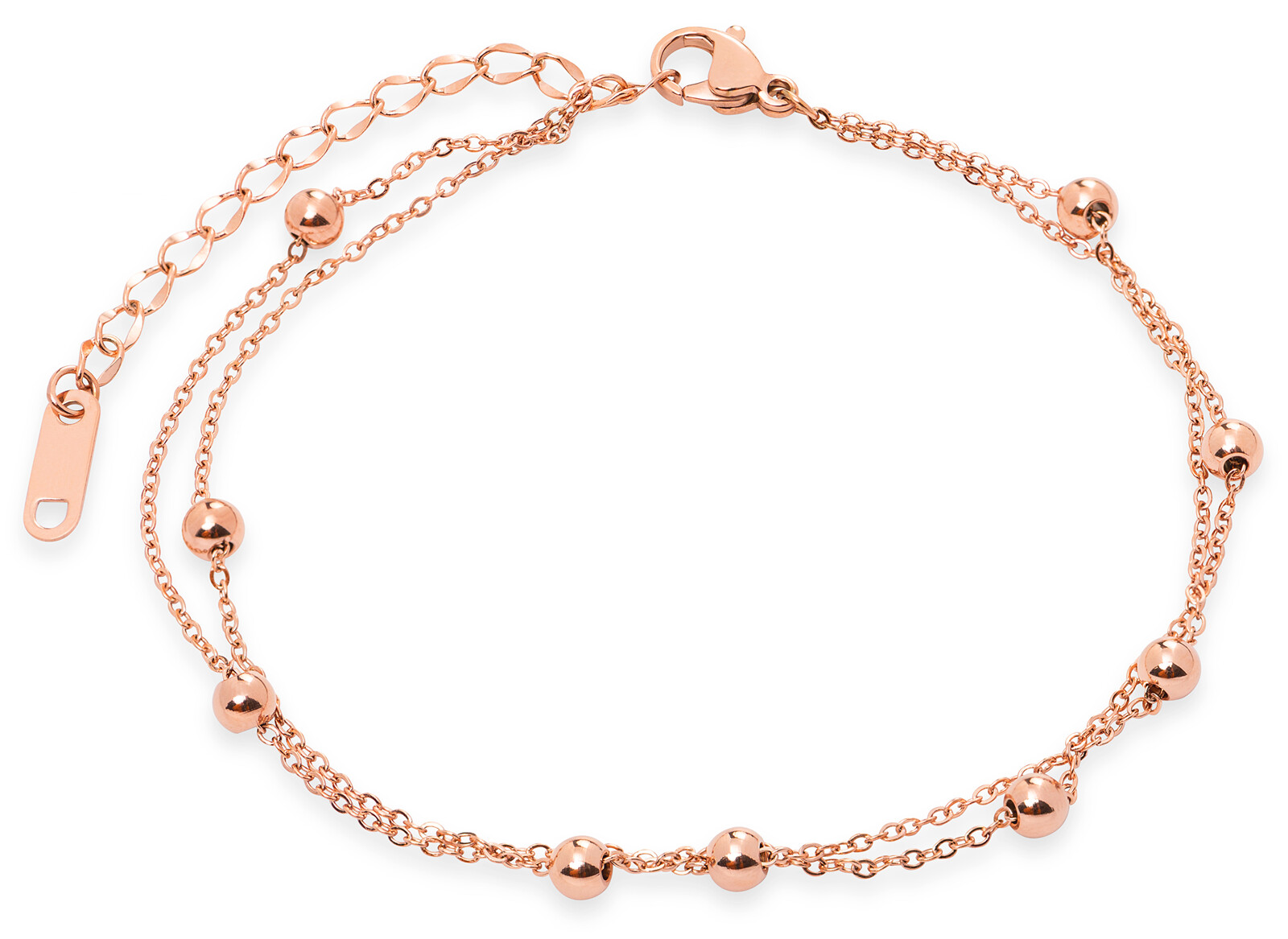 Troli Moderný pozlátený náramok z ocele Globe Rose Gold 14,5 + 5 cm