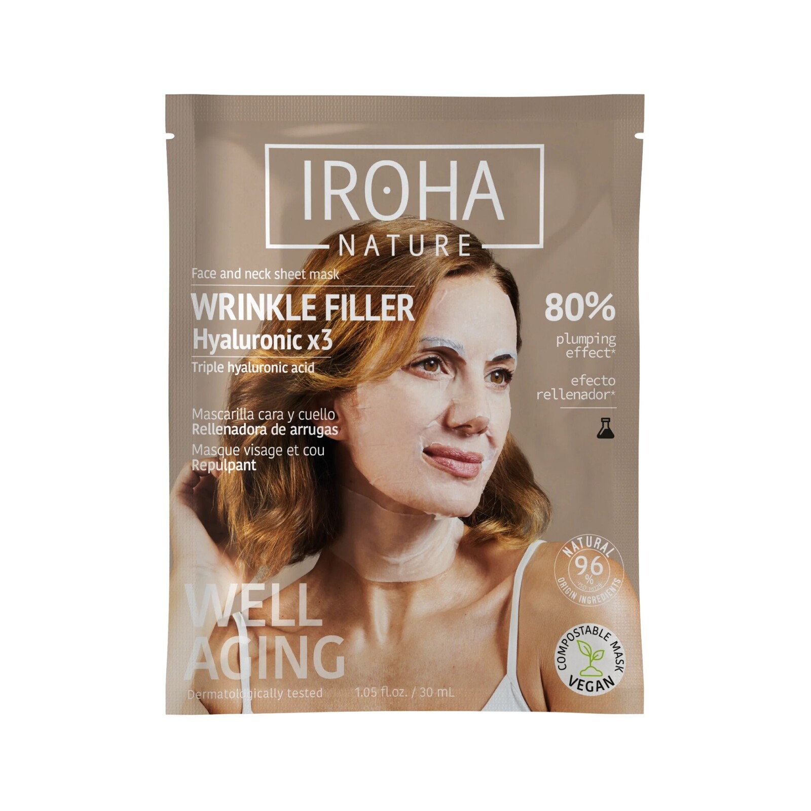 Iroha Maska proti vráskam na tvár a krk Face & Neck Sheet Mask 30 ml