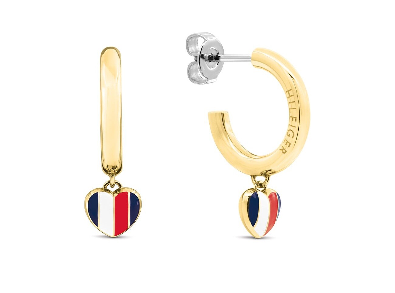 Tommy Hilfiger Pozlátené kruhové náušnice so srdiečkom 2781067