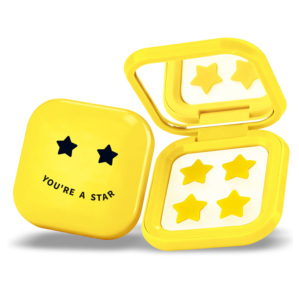Biovène Súprava žltých náplastí Pimple Star Patches & Mirror Case 32 ks