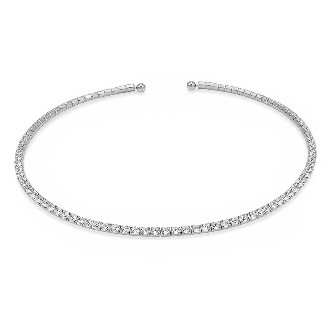 Troli Pevný oceľový náhrdelník s čírymi zirkónmi Silver
