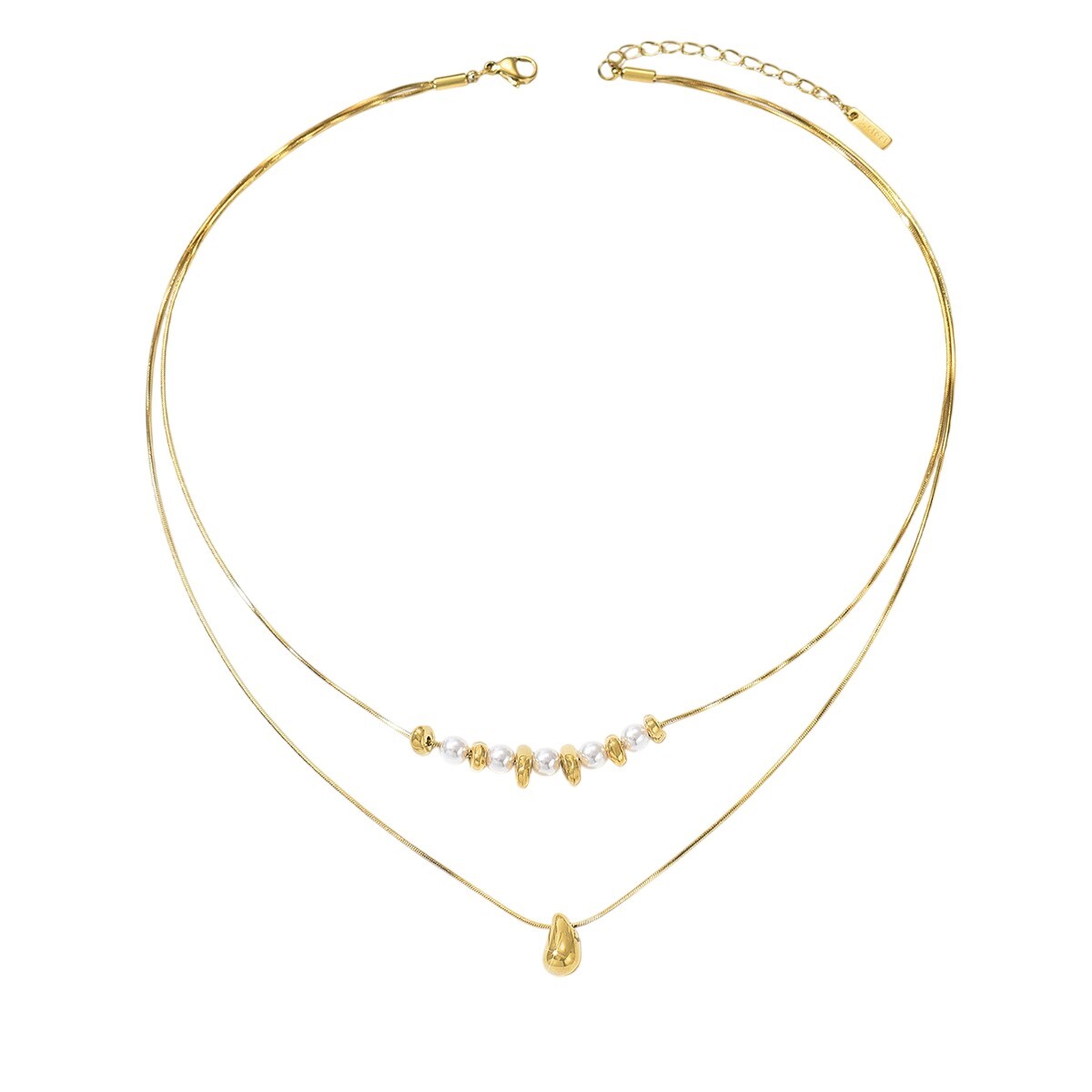 Troli Dvojitý pozlátený náhrdelník Tear Drop Gold