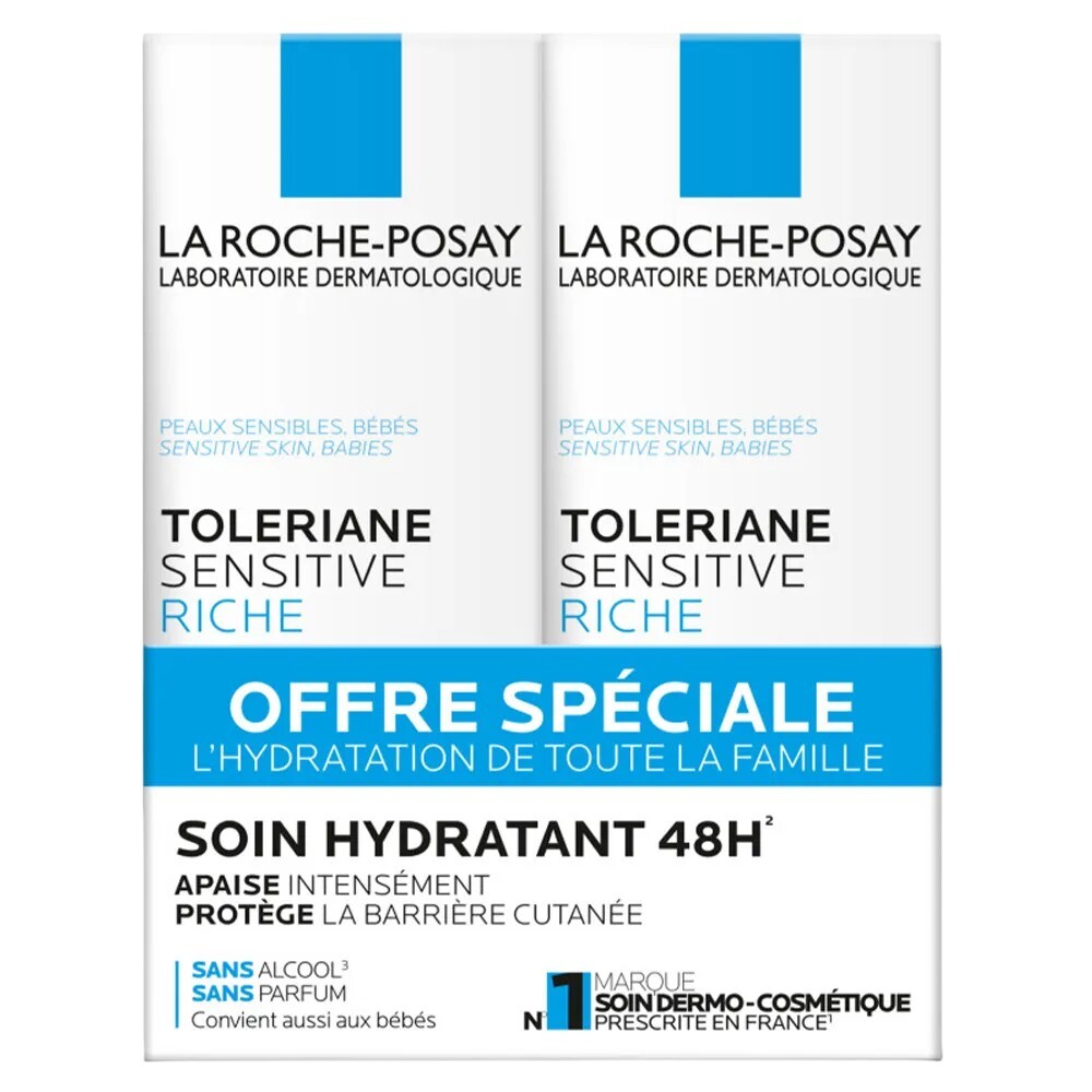 La Roche Posay Súprava pleťových krémov Sensitive Riche Soin Hydratant 2 x 40 ml