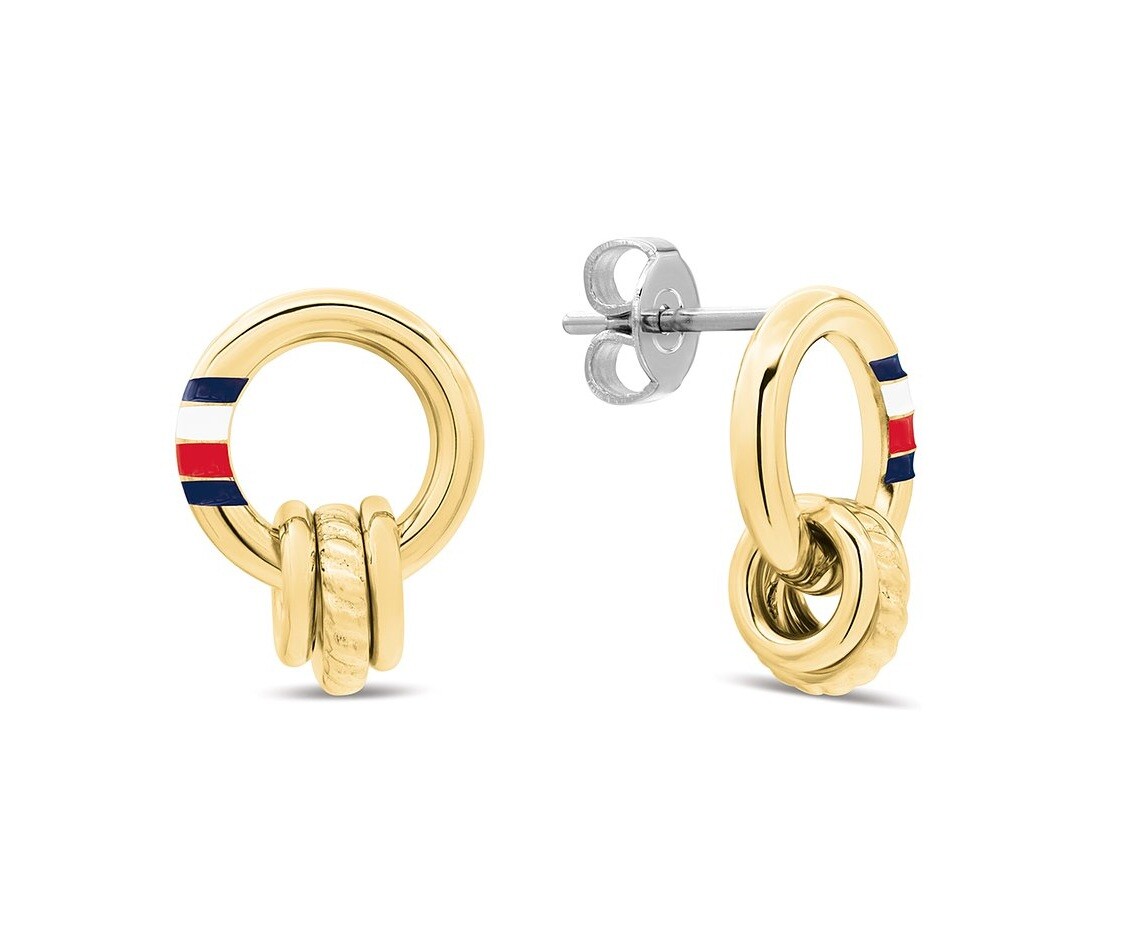 Tommy Hilfiger Elegantné pozlátené náušnice s trikolórou 2781062