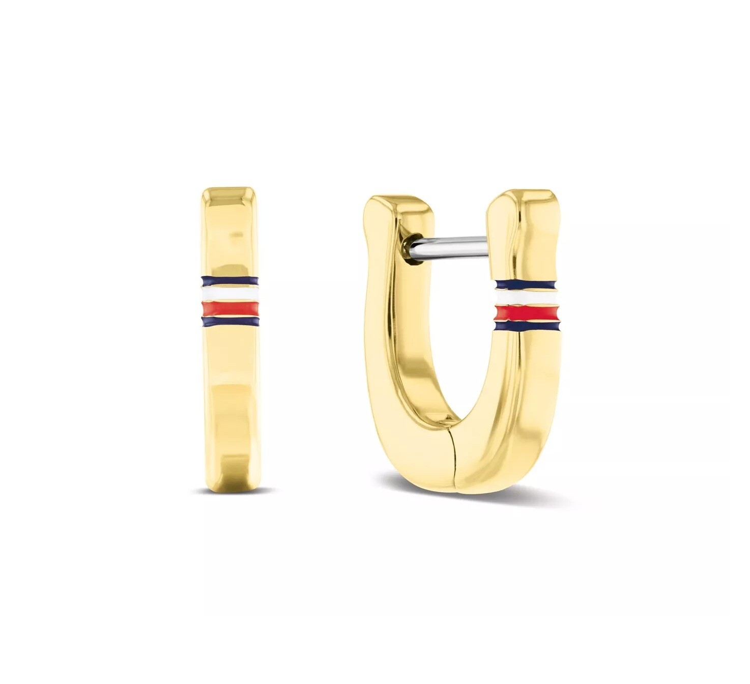 Tommy Hilfiger Elegantné pozlátené náušnice s trikolórou 2781086