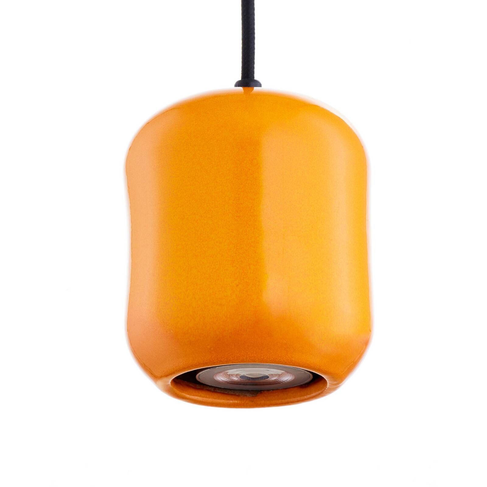 Závesné svietidlo Ceramic Barell, dĺžka 10 cm, oranžová keramika/oceľ