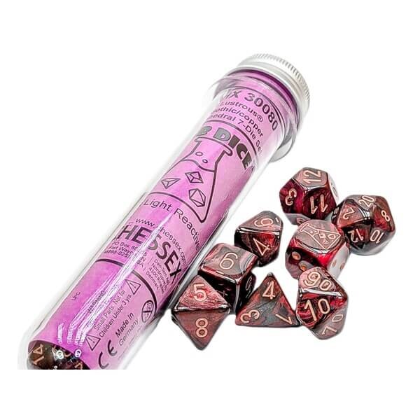 Chessex Sada kociek Lab Lustrous Gothic/Copper Polyhedral (CHX 30080) – 7 kusov