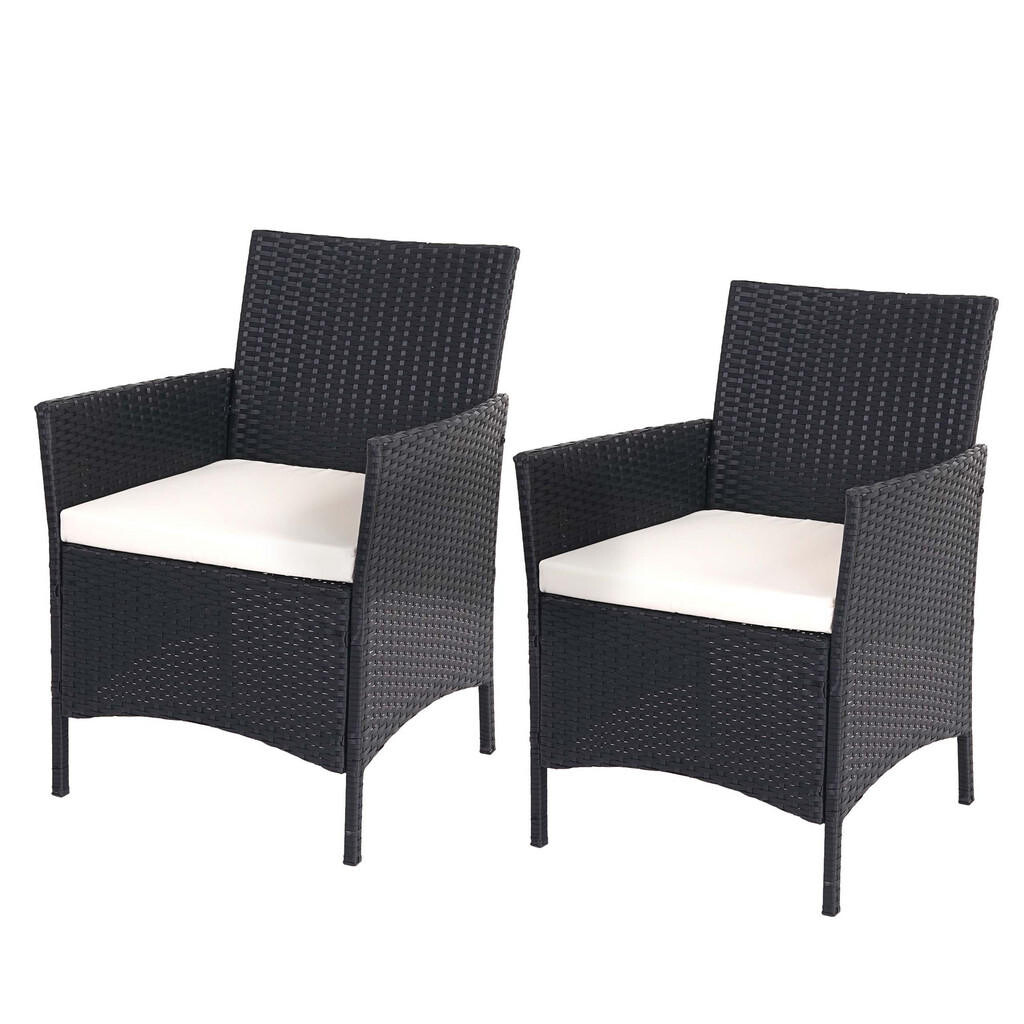 MCW POLY-RATTAN KRESLO HALDEN Antracitová, krémovo biela, sada 2 ks