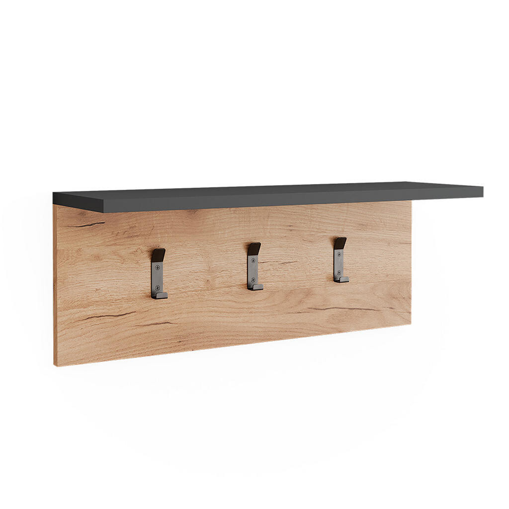 Vicco VEŠIAK NA KABÁTY S POLICOU NA KLOBÚKY Orlando Antracit/zlatý dub 60 x 21.6 cm