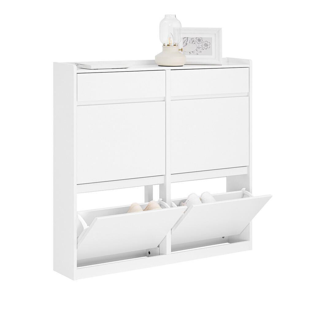 SoBuy MOBILNÁ šesťdverová skriňa na topánky Biela 98x19x95cm Minimalistický