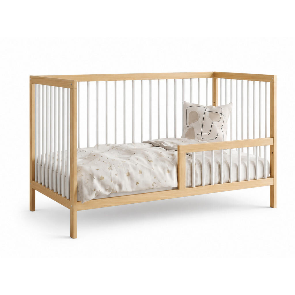 Kids Collective BABYPOSTIEĽKA s polovičnou bočnou zábranou 70x140 cm v prírodno-bielej farbe