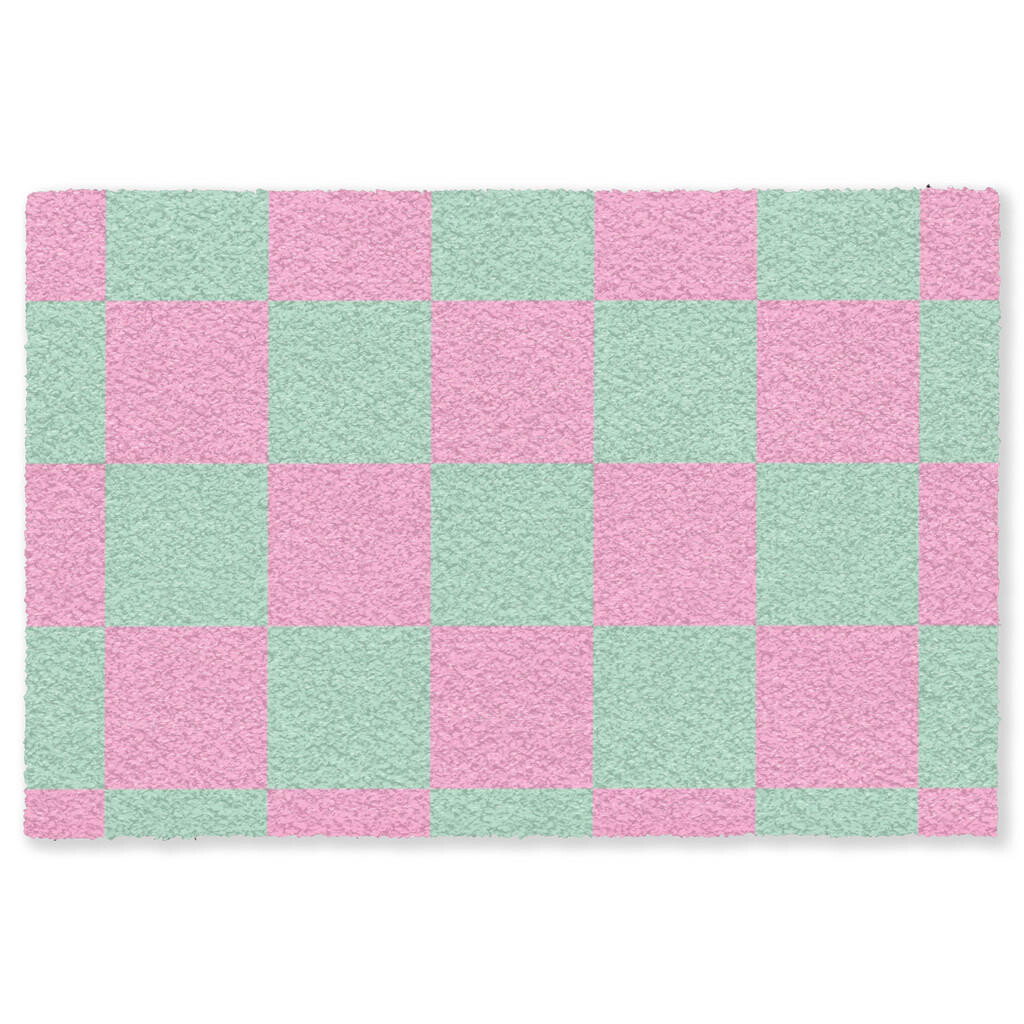 MuchoWow ROHOŽKA Šachovnicový vzor - zelená - ružová - kocky 180x120 cm