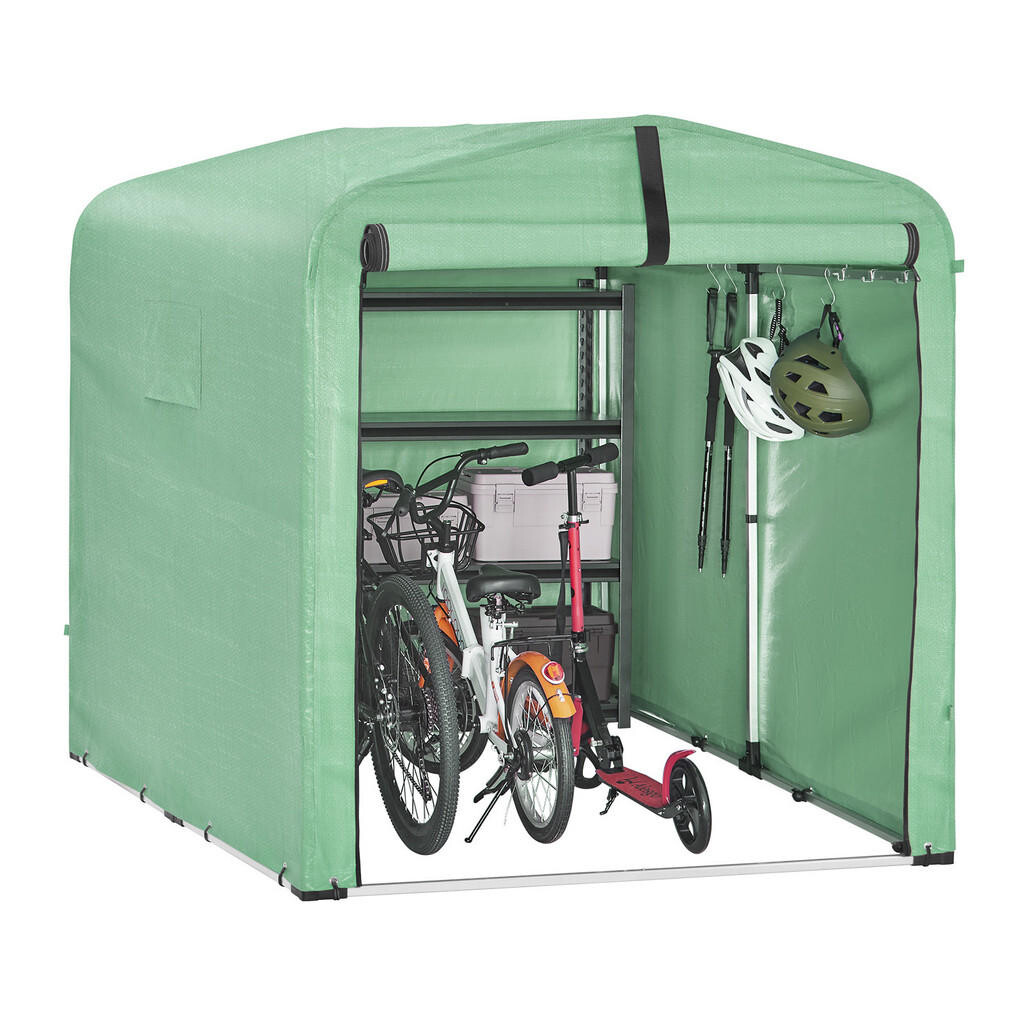 SoBuy BICYKLOVÝ prístrešok s 1 dverami Zelená 219x154x165cm Funkčný