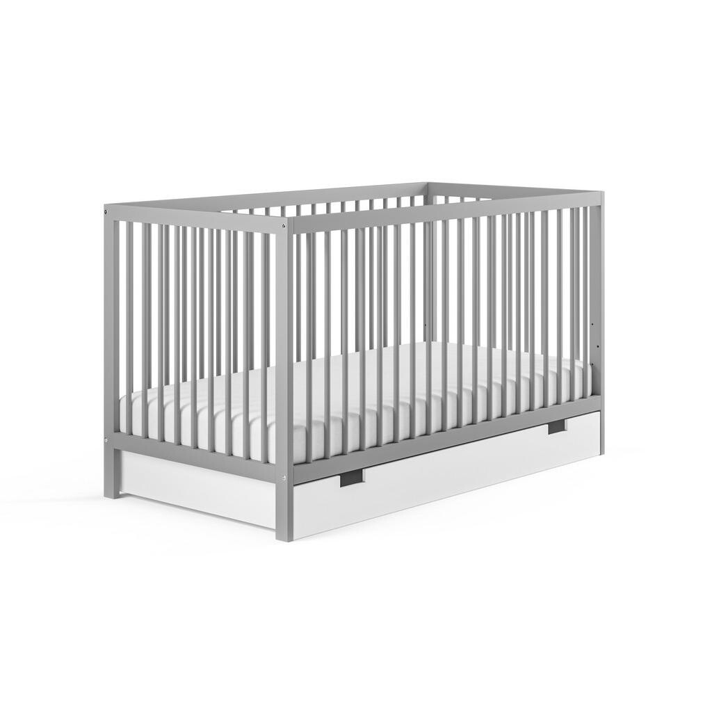 Kids Collective DETSKÁ POSTEĽ so zásuvkou a matracom 70x140 cm v sivej farbe