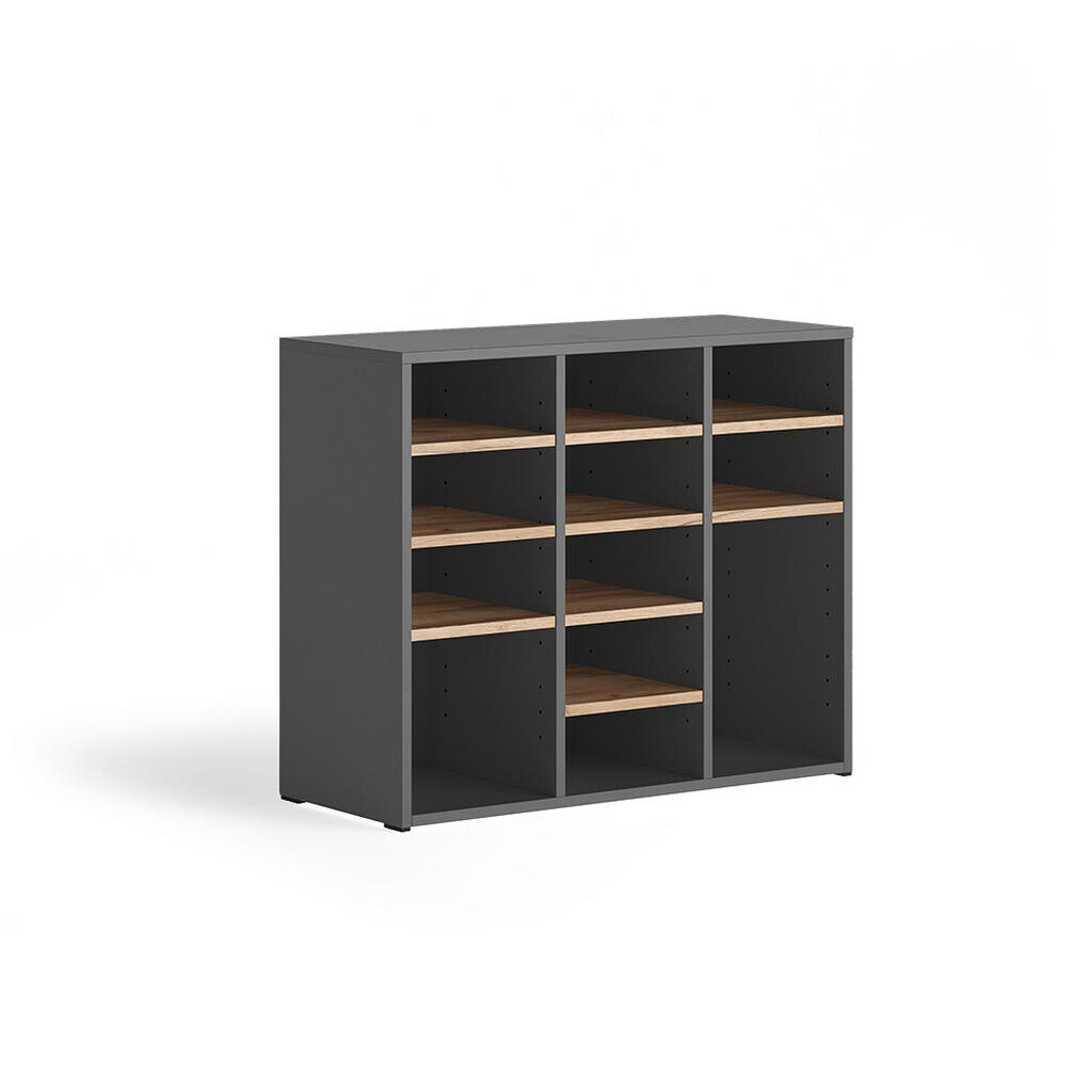 Vicco SKRINKA NA TOPÁNKY Lysander, antracitová/Dub Goldkraft, 78.6 x 65.5 cm S 12 otvorenými priehradkami