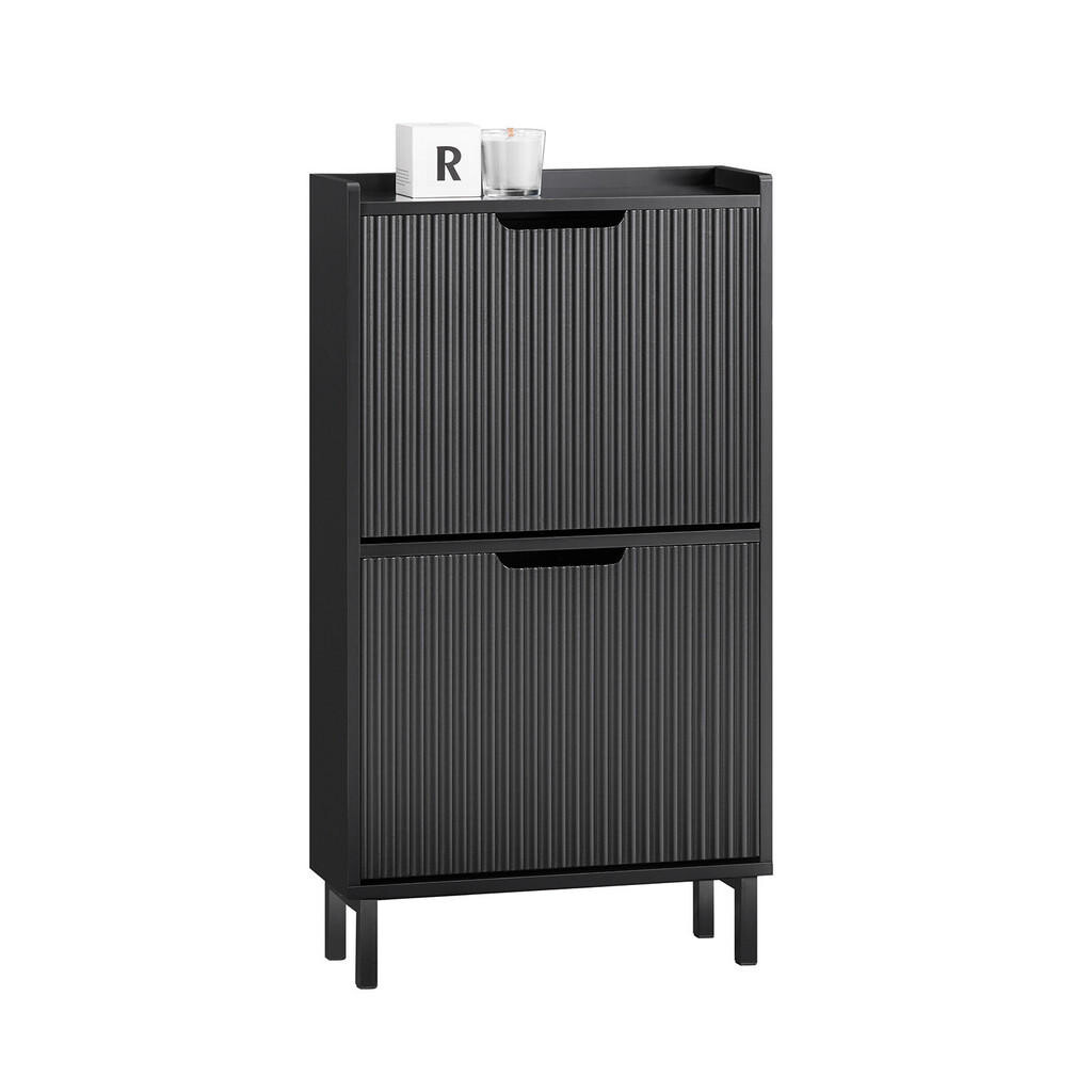 SoBuy MOBILNÁ skriňa na topánky s 2 zásuvkami Čierna 50x19x90cm Moderný