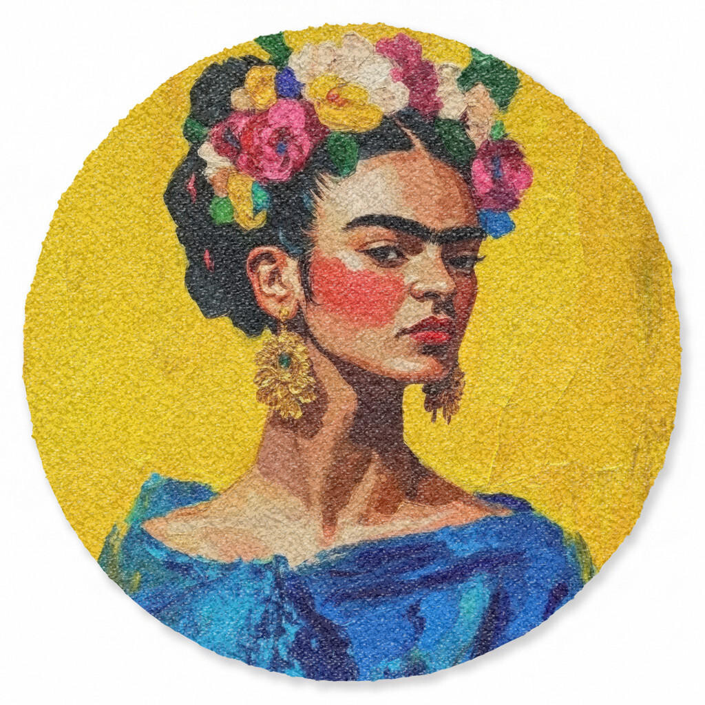MuchoWow ROHOŽKA Frida Kahlo - Žena - Žltá - Modrá - Kvety 90x90 cm