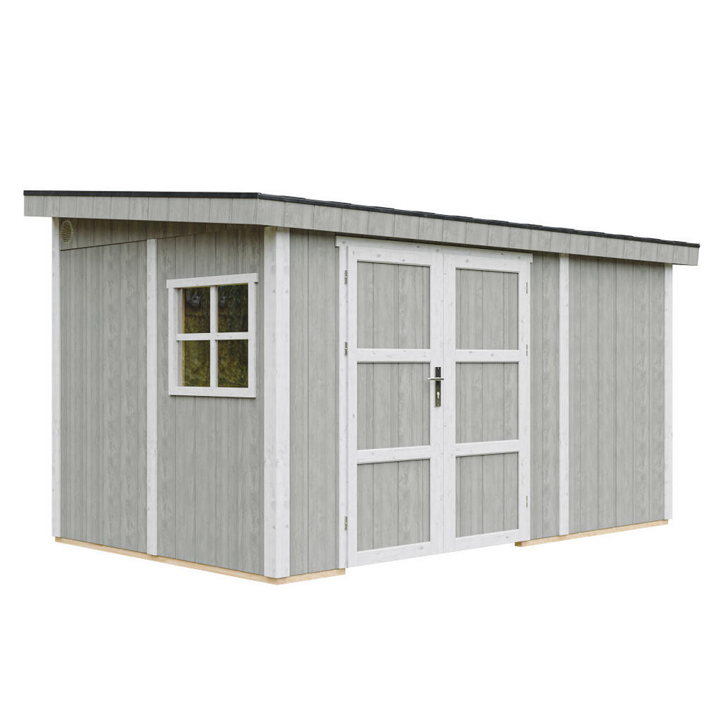 Timbela ZÁHRADNÝ domček prémiovej kvality 8,68 m² - V231x248x412 cm - Bez podlahy a bočnej steny - Timbela M939B-TUNDRA GREY