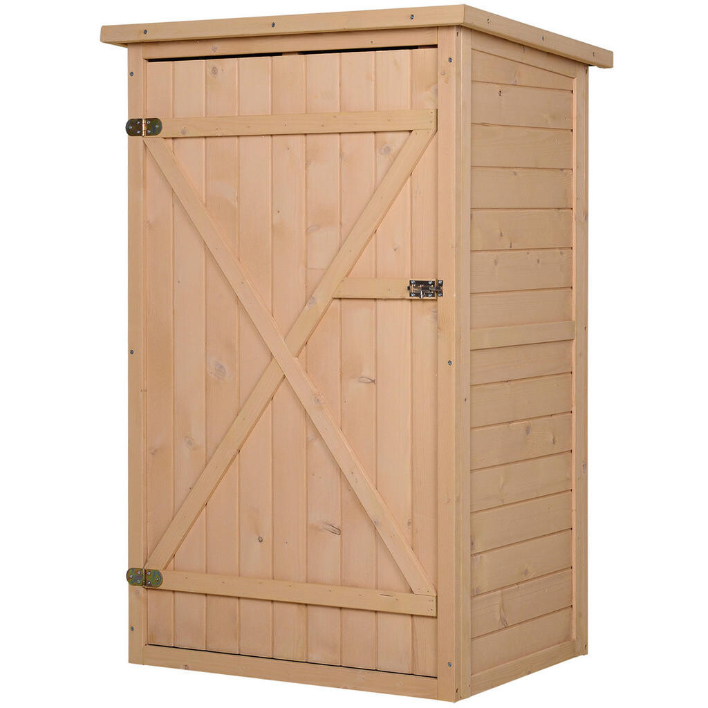 Modfu ZÁHRADNÁ skrinka z dreva 75x56x115 cm prírodná s dvoma policami, uzamykateľnými dverami a odolným povrchom