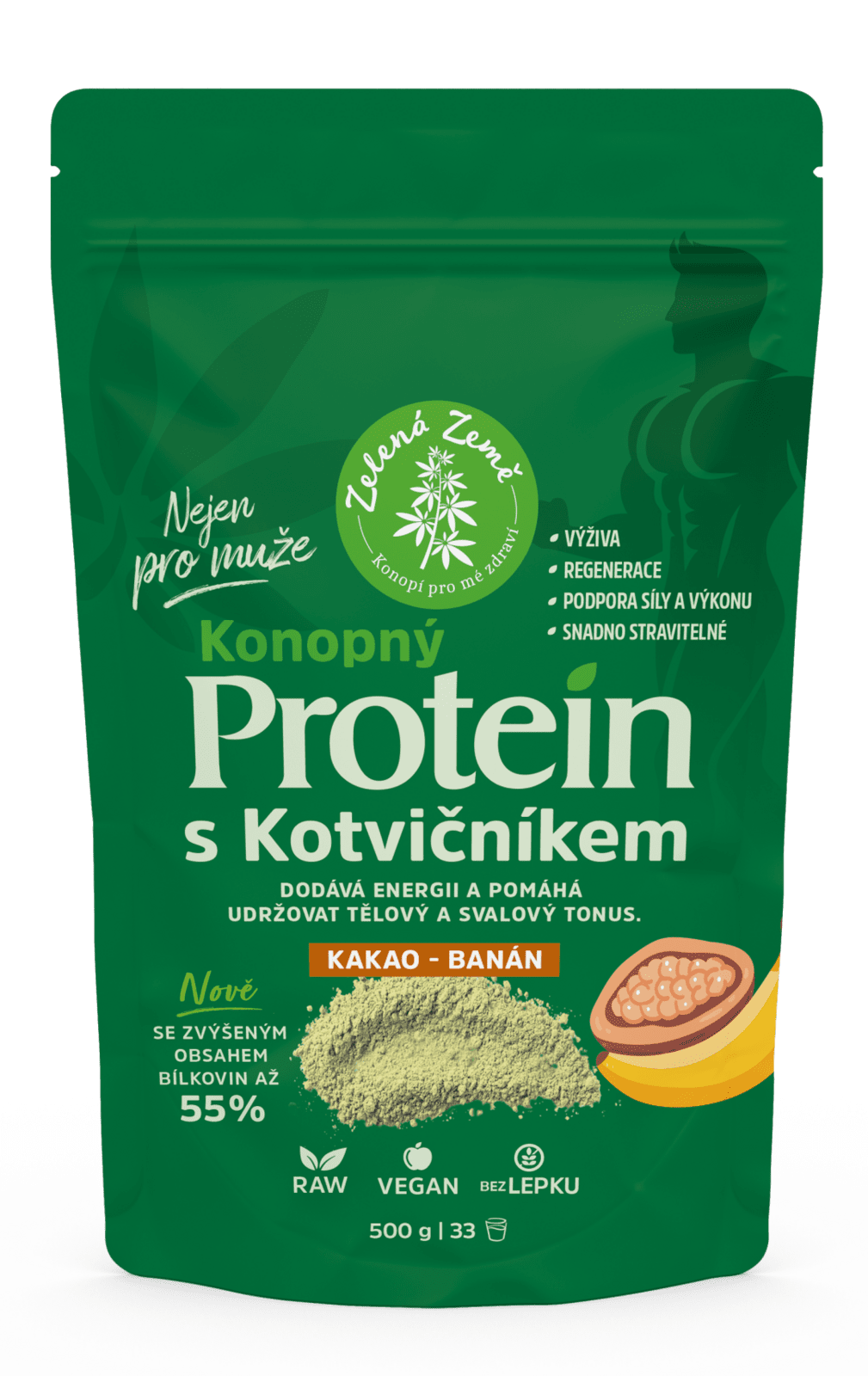 ZELENÁ ZEMĚ Konopný proteín s kotvičníkom EXTRA 1 x 500 g